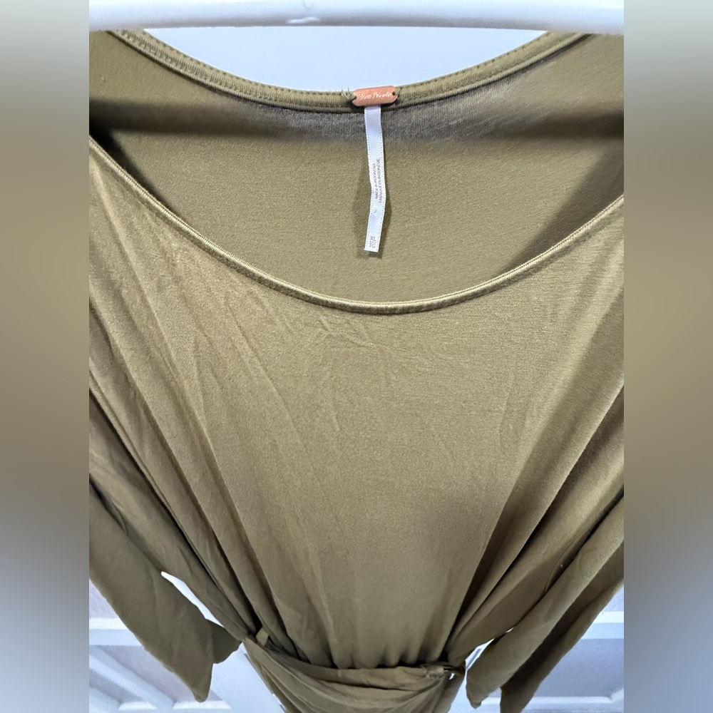 Free People Alyssa Long Sleeve Wrap Dress in Olive size XL - Picture 12 of 13